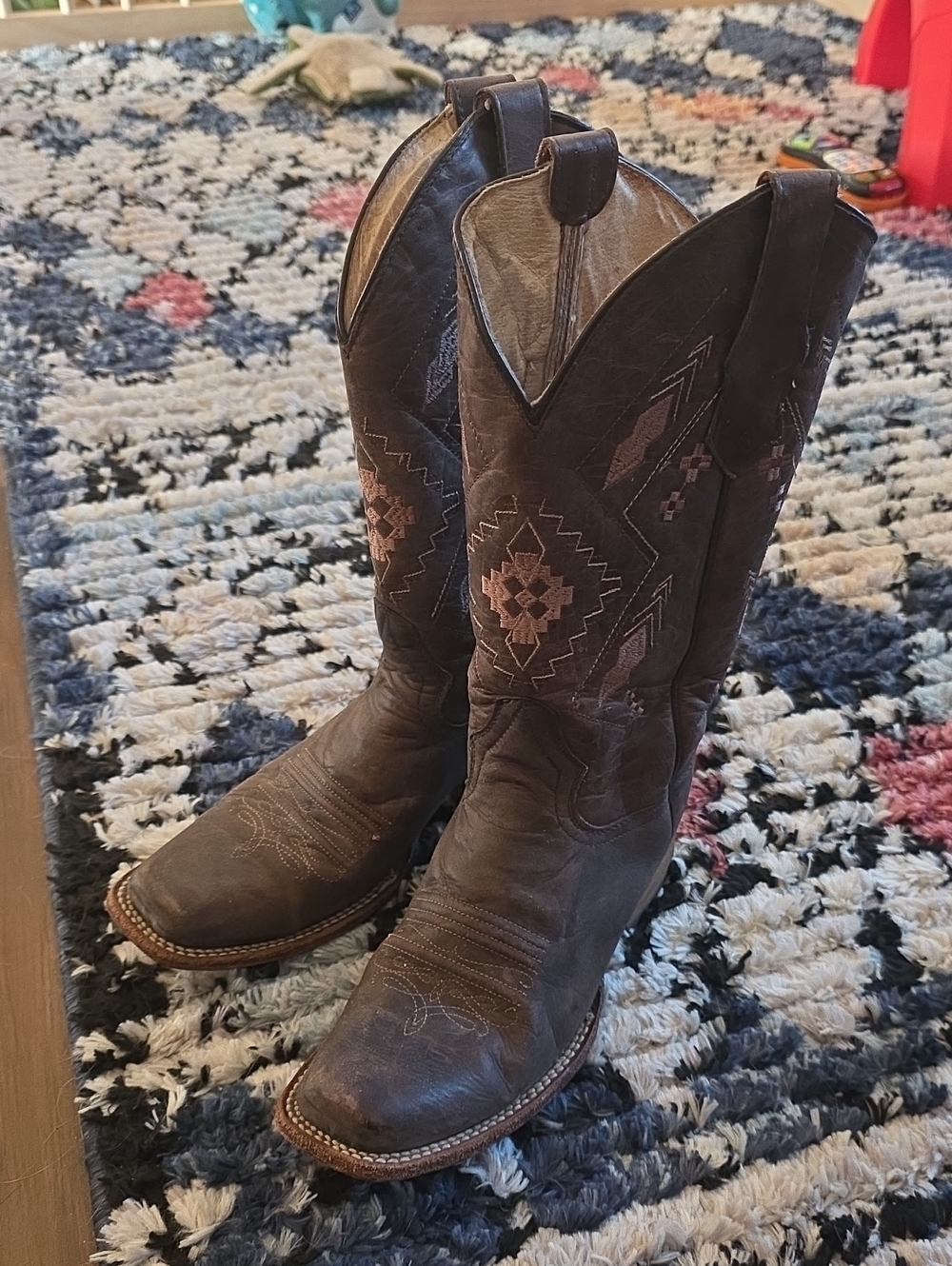 Circle G Tan Leather Cowboy Boots with Black Logo